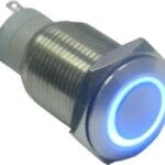 Διακόπτης Πατητός Φ16/ΙΝ R1710R Μεταλικός Κόκκ/Μπλε Ενδεικτικό