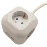 Πολύπριζο Κύβος 4 Θεσεων Με Καλώδιο 2 USB 2.1A 3X1,5mm 1,5m