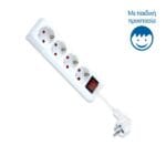 Πολύπριζο 4 Σούκο 3X1.5MM Καλώδιο 5.0μ με Διακόπτη