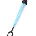 Ομπρέλα Kazbrella αντίστροφης δίπλωσης, λαβή σχήματος C, με θήκη, μπλε