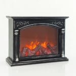 Μαύρο Πλαστικό Τζάκι Με ΕΦΕ Φλόγας 220V 33X12X24CM