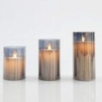 Κεράκια Διακοσμητικά Led Με Κίνηση Στη Φλόγα Γυάλινα Ανθρακί Με Χρονοδιακόπτη 7,5X10CM