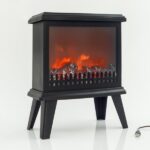 Μαύρη Πλαστική Σόμπα Με Εφέ Φλόγας Led Μπαταρίας 31X15,5X36CM