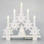 Κηροπήγιο Λευκό Πλαστικό Με 6 Κεράκια Μπαταρίας Με Χρονοδιακόπτη 30X5X30CM