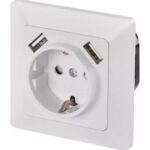 Πρίζα Σούκο Χωνευτή & 2 USB Θύρες 2.1A MAX