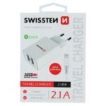 Τροφοδοτικό USB 2 Port 2x5V/2.1A SWISSTEN Με Καλώδιο Lightning