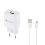 Τροφοδοτικό USB Quick Charge 220V/5.0V/3A Andowl Με καλώδιο Usb Lightning