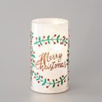 Κεράκια Διακοσμητικά Led Με Κίνηση Στη Φλόγα Λευκό Μπαταρίας Merry Christmas 9X16CM