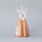 Γυάλινος Άγγελος Διάφανο-Ρόζ 7,5X8X14CM