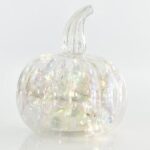 Διακοσμητική Κολοκύθα Γυάλινη Φωτιζόμενη 12cm