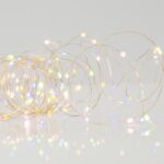 Χριστουγεννιάτικα Λαμπάκια 50 Led Χρωματιστό Opal-Θερμό Λευκό Ασημί Χαλκός Σειρά Μπαταρίας 3XAA