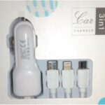Φορτιστής Αυτοκινήτου 2 USB 12V/5V 2.4A USB Θύρα + 3 Καλώδια Micro/Lightning/Type C