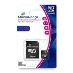 Κάρτα Μνήμης Micro SDHC 16GB MediaRange Class 10+Adaptor