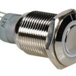 Διακόπτης Πατητός Φ16 ΜΕΤΑΛ R1610W+ΦΩΤ.ΡΟΔΕΛΑ ΑΣΠΡΗ