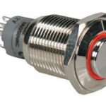 Διακόπτης Πατητός Φ16/ΙΝ R1710R Μεταλικός+Φωτεινή Ροδελα Κόκκινη