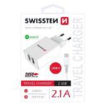 Τροφοδοτικό USB 2 Port 2x5V/2.1A SWISSTEN Με Καλώδιο Type-C