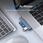 USB HUB AH-W13 3x θυρών 5Gbps USB-C σύνδεση γκρι ORICO
