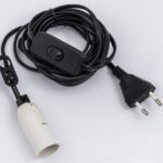 Καλώδιο Για Φωτιστικά 340cm Με Ντουί Ε14 Διακόπτη Και Μπρίζα Ip20 Μαύρο/Λευκό