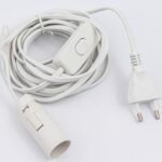 Καλώδιο Για Φωτιστικά 340cm Με Ντουί Ε14 Διακόπτη Και Μπρίζα Ip20 Μαύρο/Λευκό