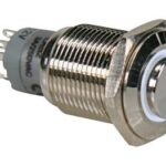 Διακόπτης Πατητός Φ16/IN R1710W Μεταλικός+Φωτεινή Ροδελα Λευκή