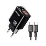 Φορτιστής/Charger USB 5V 2.4A 25W Με Καλώδιο Type C KSC-1615/BLACK (με ένδειξη LED)