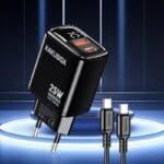 Φορτιστής/Charger USB 5V 2.4A 25W Με Καλώδιο Type C KSC-1615/BLACK (με ένδειξη LED)