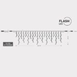 Χριστουγεννιάτικα Λαμπάκια 144Led Βροχή Θερμό Λευκό & 24 Λευκά Flash Led 300X60CM ΙΡ44