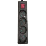 Πολύπριζο 4 Σούκο Καλώδιο 3x1.50mm 1.5Μ Με Διακόπτη Μαύρο