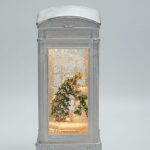 Τηλεφωνικός Θάλαμος Με Χιονάνθρωπο Λευκός με Νερό Στο Εσωτερικό Φωτιζόμενος Μπαταρίας TIMER 8.8x8.8x21cm