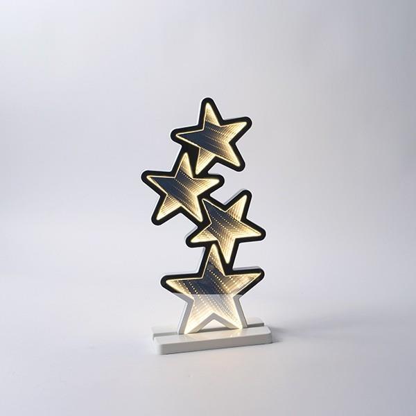 LA901617-1 Διακοσμητικό Σχέδιο Καθρέπτης Με Led Ταινία 117 Led Aστέρια 21x15.5x41cm Μετασχηματιστή Θερμό Λευκό Led Προέκταση Παροχής 3m IP4