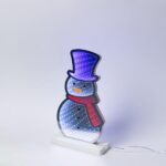 Διακοσμητικό Σχέδιο Καθρέπτης Με Led Ταινία 87 Led Χιονάνθρωπος 17.5x5.5x33cm Μετασχηματιστή Χρωματιστό Led Προέκταση Παροχής 3m