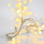 Χριστουγεννιάτικα Λαμπάκια 20 Led 5mm Θερμό Λευκό Διαφανές Καλώδιο Με Μπαταρίας 3XAA Χρονοδιακόπτη Προέκταση Παροχής 50cm IP20