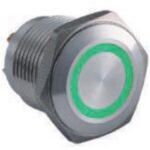 Μπουτόν Πατητό Φ16 Μεταλλικό Μπλέ/Λευκή Φωτειζόμενη Ροδέλα 12V