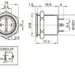Μπουτόν Πατητό Φ16 Μεταλικό 220V με KOKKINO ΦΩΤΙΣΜΟ AH16-D4/RED/220V