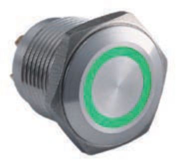 DI532733-1 Μπουτόν Πατητό Φ16 Μεταλλικό Μπλέ/Λευκή Φωτειζόμενη Ροδέλα 12V