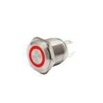 Μπουτόν Πατητό Φ16 Μεταλλικό 12V Μπλέ/Λευκή/Κόκκινη Φωτειζόμενη Ροδέλα