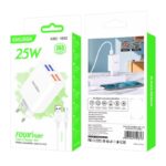 Φορτιστής/Charger USB 5V 25W 4USB Με Καλώδιο Type C KSC-1682/W