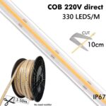 Ταινία Led 220V-240V AC Bridgelux cob 10W/m 4000K (50m) 330Led/m